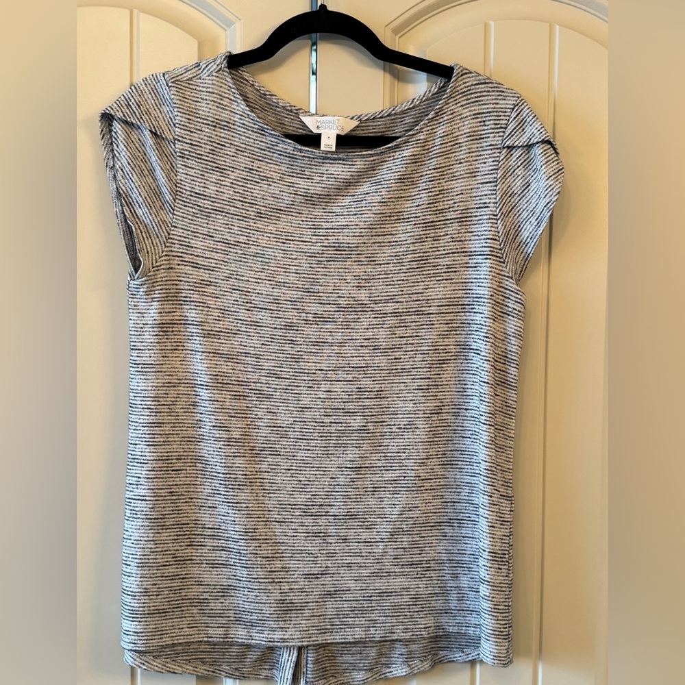 Market & Spruce Heathered Gray Striped Cap Sleeve Tank